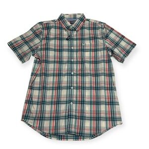 Men’s Champs Plaid Short Sleeve Polo Shirt - Red and Green